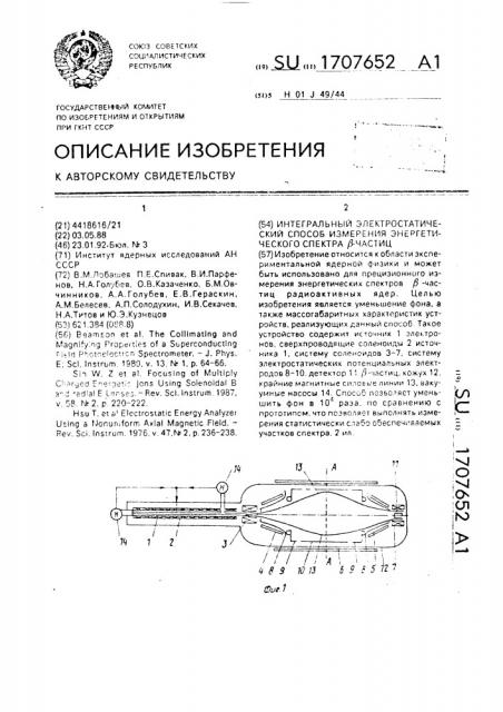 Интегральный электростатический способ измерения энергетического спектра @ -частиц (патент 1707652)