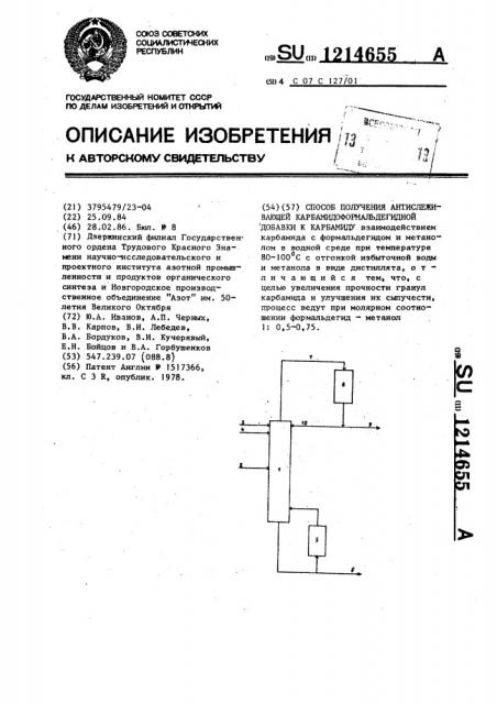 Способ получения антислеживающей карбамидоформальдегидной добавки к карбамиду (патент 1214655)