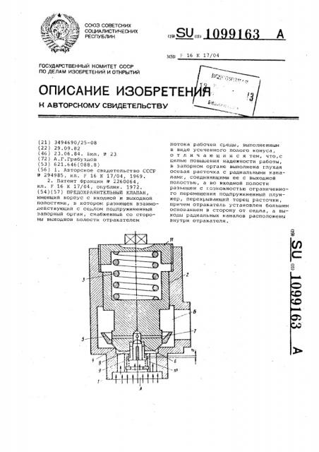 Предохранительный клапан (патент 1099163)