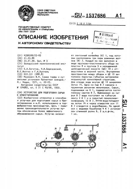 Устройство для подготовки сырья к брикетированию (патент 1537686)