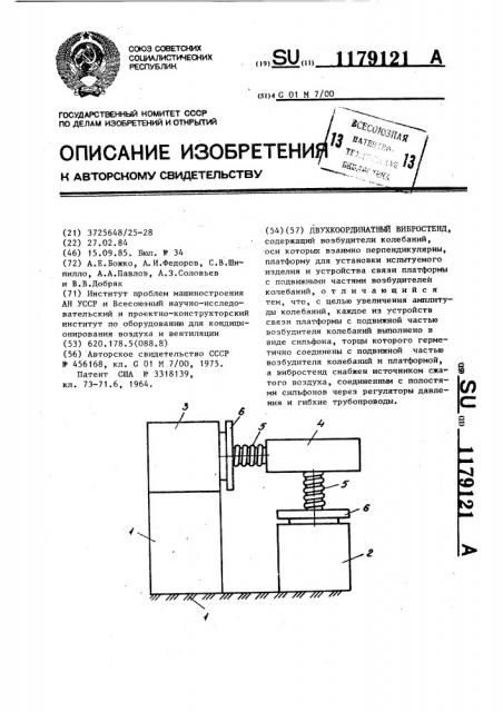 Двухкоординатный вибростенд (патент 1179121)