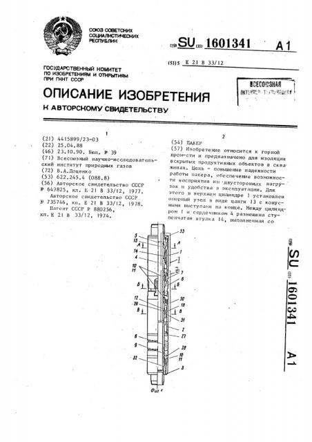 Пакер (патент 1601341)