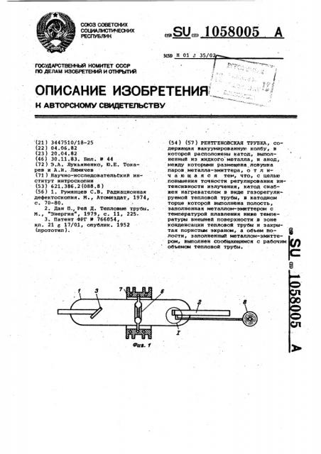 Рентгеновская трубка (патент 1058005)