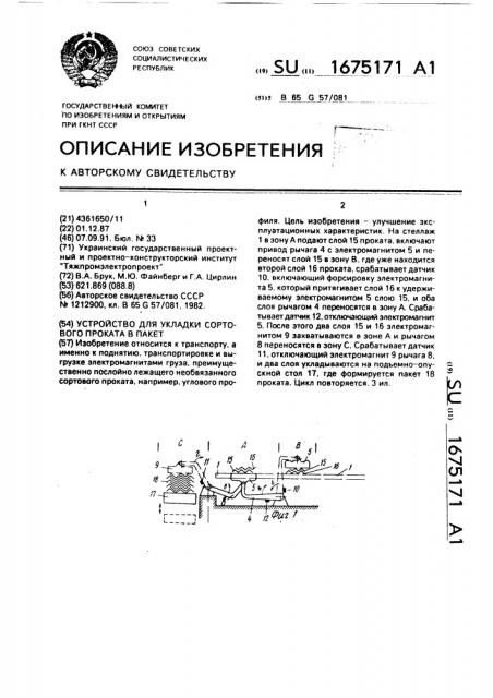 Устройство для укладки сортового проката в пакет (патент 1675171)