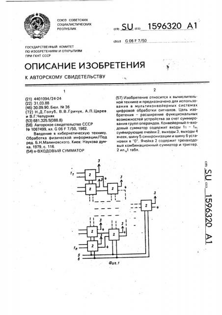 @ -входовый сумматор (патент 1596320)