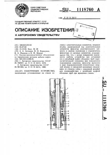 Пакерующее устройство (патент 1118760)
