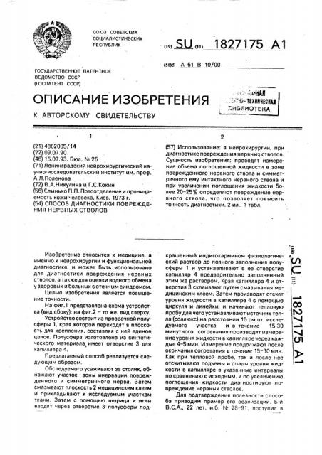 Способ диагностики повреждения нервных стволов (патент 1827175)