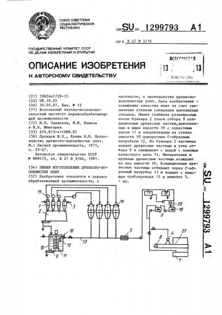 Линия изготовления древесно-волокнистых плит (патент 1299793)
