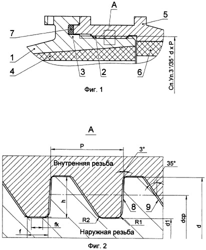 Резьбовое соединение цилиндрической тонкостенной оболочки твердотопливных двигателей специального назначения (патент 2460907)