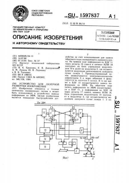 Устройство для лазерной развертки изображения (патент 1597837)