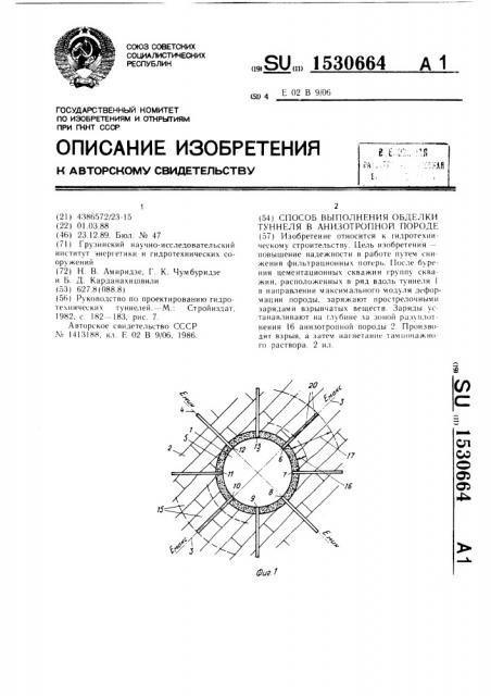 Способ выполнения обделки туннеля в анизотропной породе (патент 1530664)