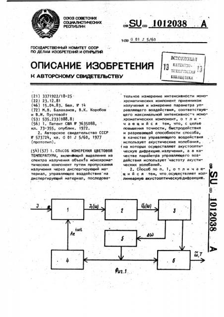 Способ измерения цветовой температуры (патент 1012038)