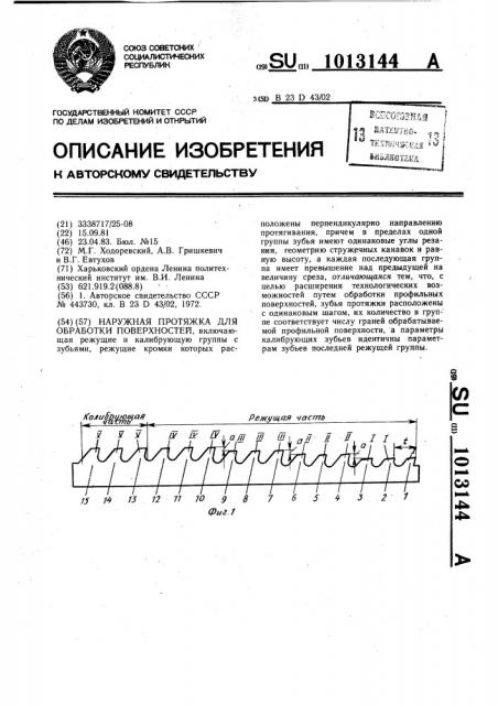 Наружная протяжка для обработки поверхностей (патент 1013144)