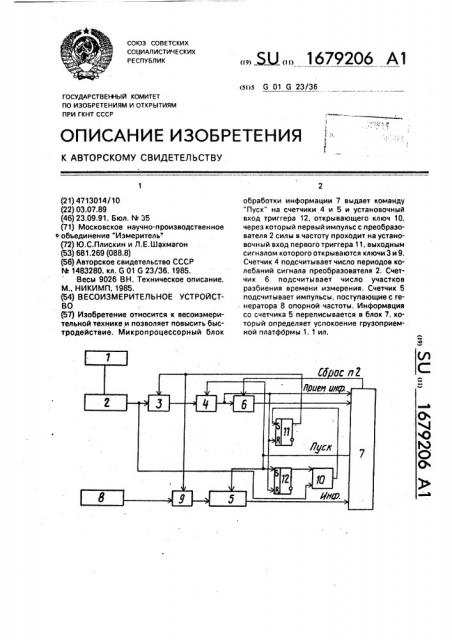 Весоизмерительное устройство (патент 1679206)