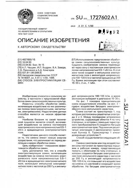 Способ электростимуляции семян (патент 1727602)