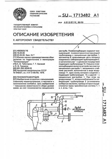 Пневмоподборщик (патент 1713482)