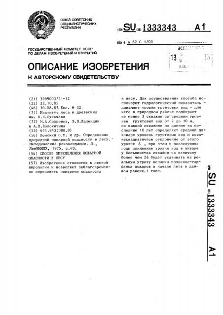 Способ определения пожарной опасности в лесу (патент 1333343)