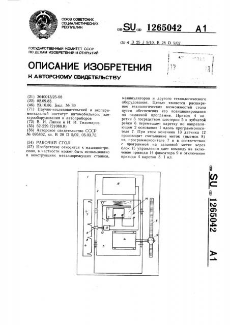 Рабочий стол (патент 1265042)