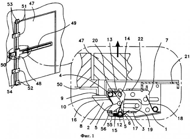 Блочный механизм запирающей защелки (патент 2362860)