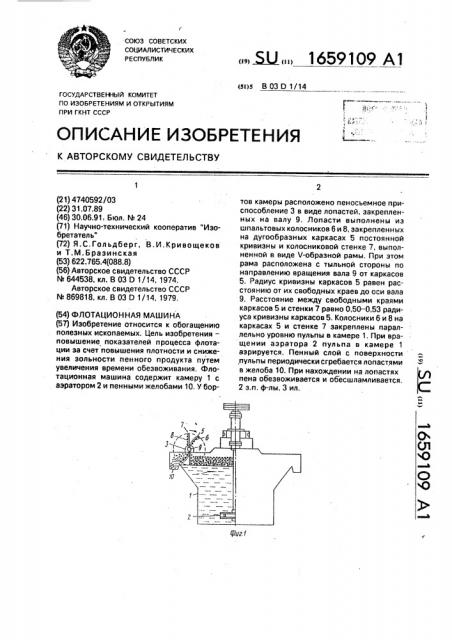 Флотационная машина (патент 1659109)