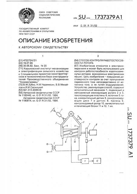 Способ контроля работоспособности ротора (патент 1737379)