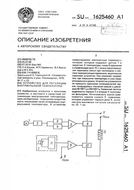 Устройство для регулирования внутриульевой температуры (патент 1625460)