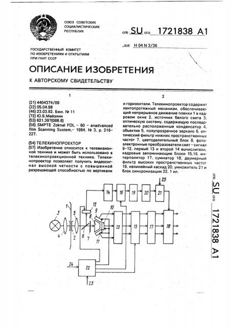 Телекинопроектор (патент 1721838)