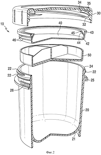 Узлы крышки с уплотнением для контейнера (патент 2550320)