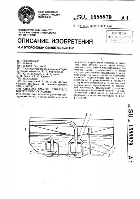 Система смазки двигателя внутреннего сгорания (патент 1588879)