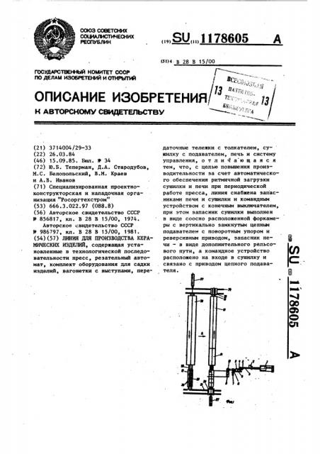 Линия для производства керамических изделий (патент 1178605)