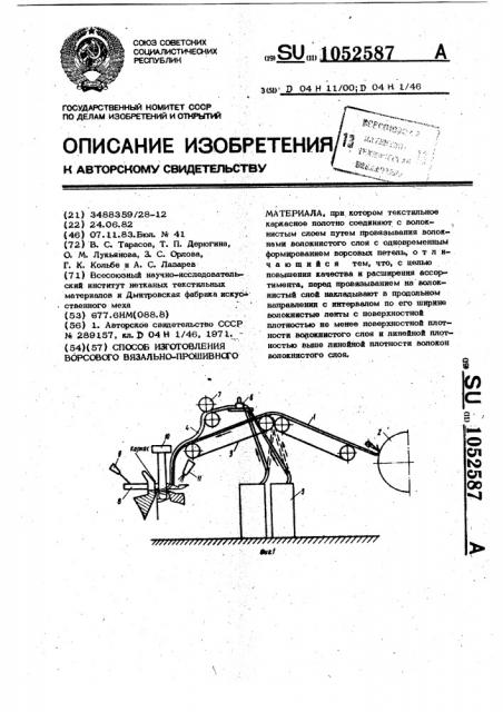 Способ изготовления ворсового вязально-прошивного материала (патент 1052587)