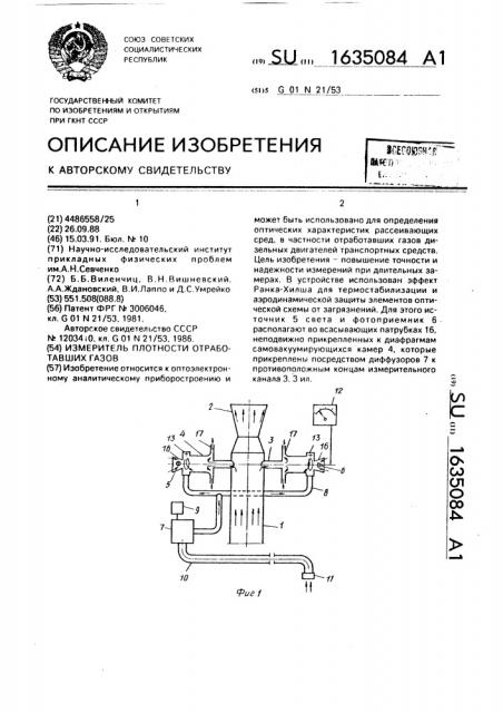 Измеритель плотности отработавших газов (патент 1635084)