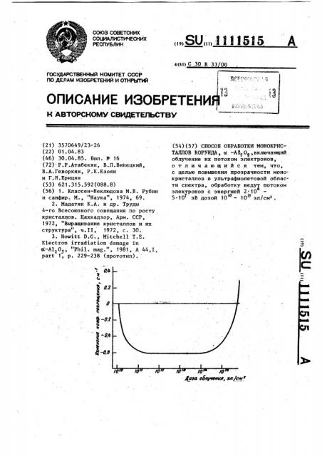 Способ обработки монокристаллов корунда (патент 1111515)