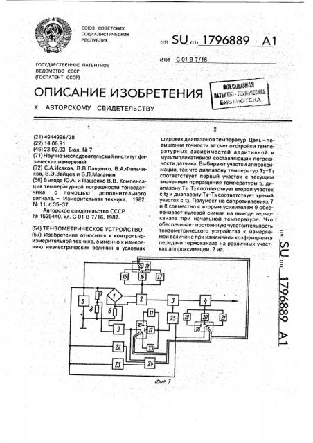 Тензометрическое устройство (патент 1796889)