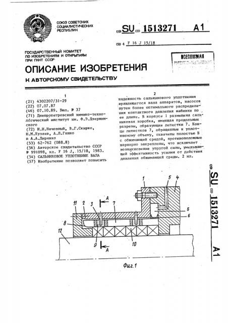 Сальниковое уплотнение вала (патент 1513271)