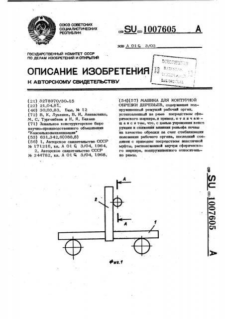 Машина для контурной обрезки деревьев (патент 1007605)