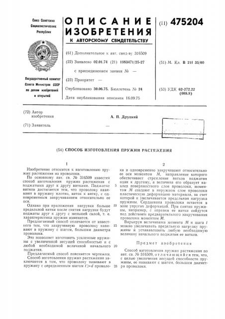 Способ изготовления пружин растяжения (патент 475204)