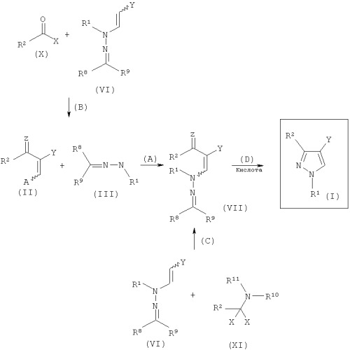 Способ региоселективного синтеза производных 1-алкил-3-галогеналкилпиразол-4-карбоновой кислоты (патент 2498977)