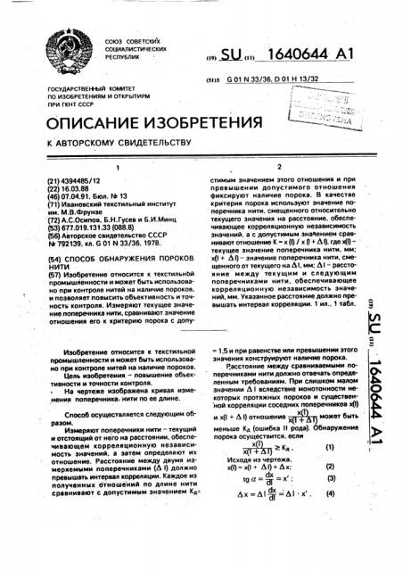 Способ обнаружения пороков нити (патент 1640644)