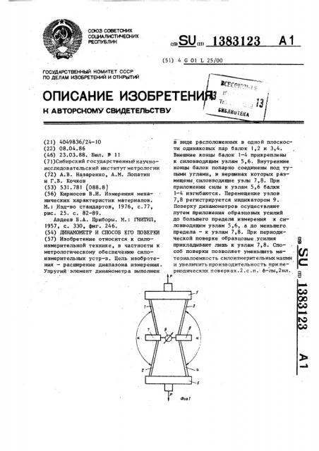 Динамометр и способ его поверки (патент 1383123)