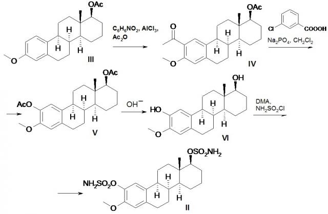 Рацемический 2,17аβ-дисульфамоилокси-3-метокси-d-гомо-8α-эстра-1,3,5(10)-триен в качестве ингибитора пролиферации опухолевых клеток mcf-7 (патент 2629186)