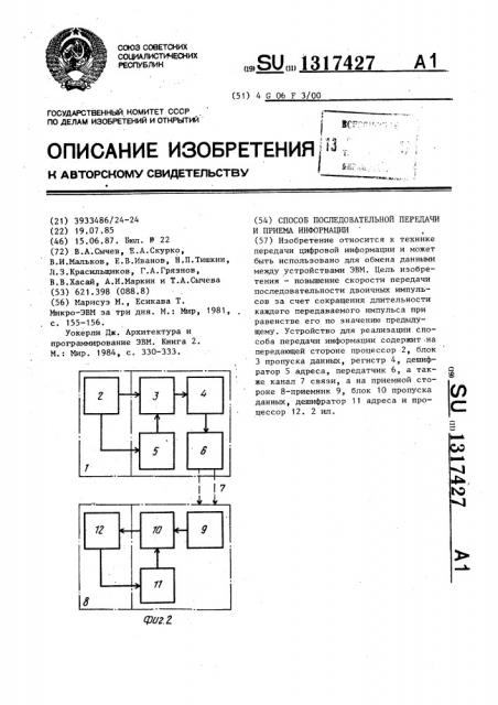 Способ последовательной передачи и приема информации (патент 1317427)