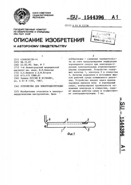 Устройство для электродеструкции (патент 1544396)