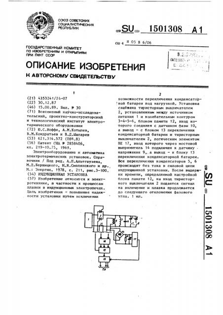 Индукционная установка (патент 1501308)