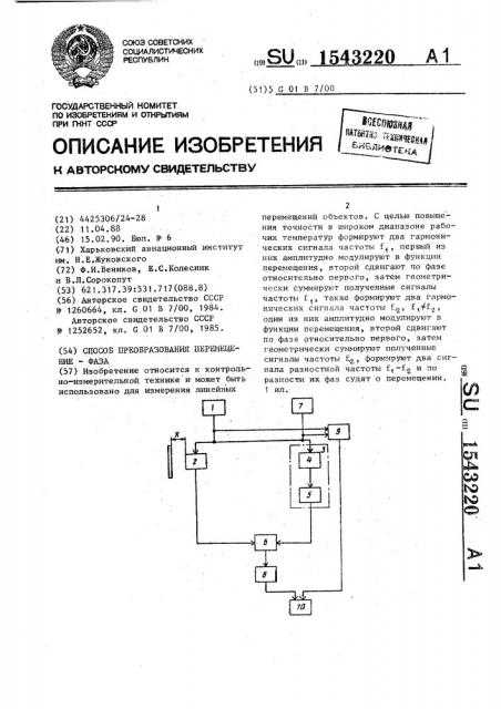 Способ преобразования перемещение-фаза (патент 1543220)