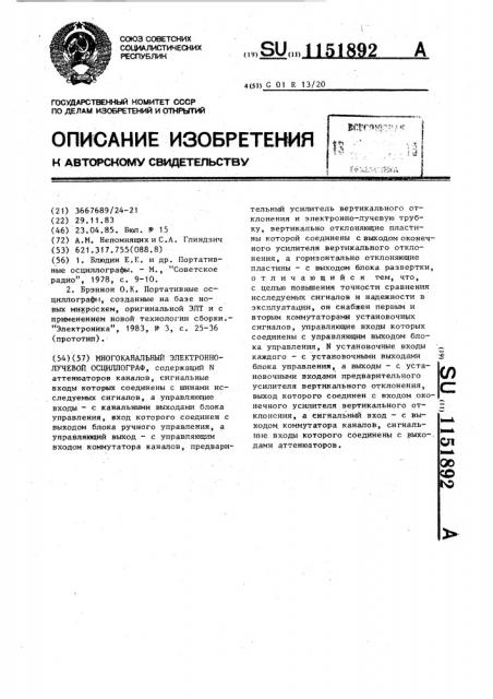 Многоканальный электронно-лучевой осциллограф (патент 1151892)