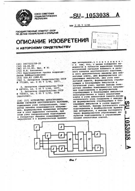 Устройство автостробирования сигналов акустического каротажа (патент 1053038)