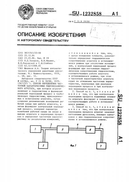 Способ определения частотной характеристики гидромеханического агрегата (патент 1232858)