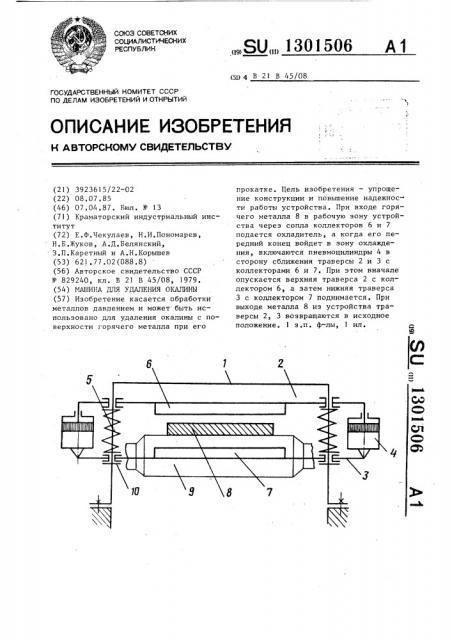 Машина для удаления окалины (патент 1301506)