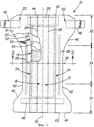 Поглощающие изделия одноразового пользования с индикатором состояний в виде дизайна внутренней части изделия (патент 2414204)